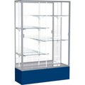 Waddell Display Case Of Ghent Spirit Display Case Navy Base, Satin Frame, Mirror Back 48"W x 16"D x 72"H 374MB-SN-NY